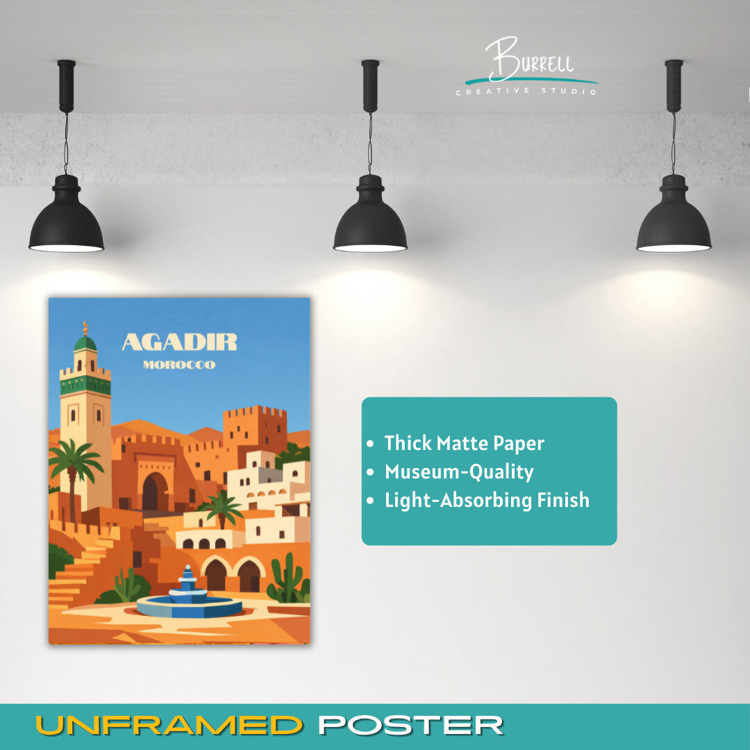 Agadir Morocco City Scenery Travel Poster & Wall Art Poster Print