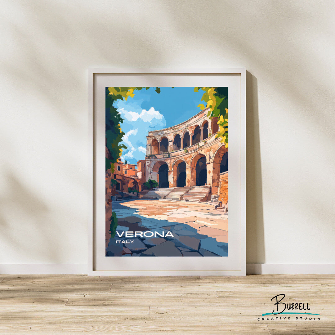 Verona Italy Arena Travel Poster & Wall Art Poster Print