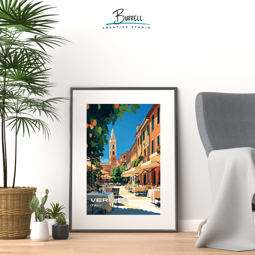 Verona Italy Piazza delle Erbe Travel Poster & Wall Art Poster Print