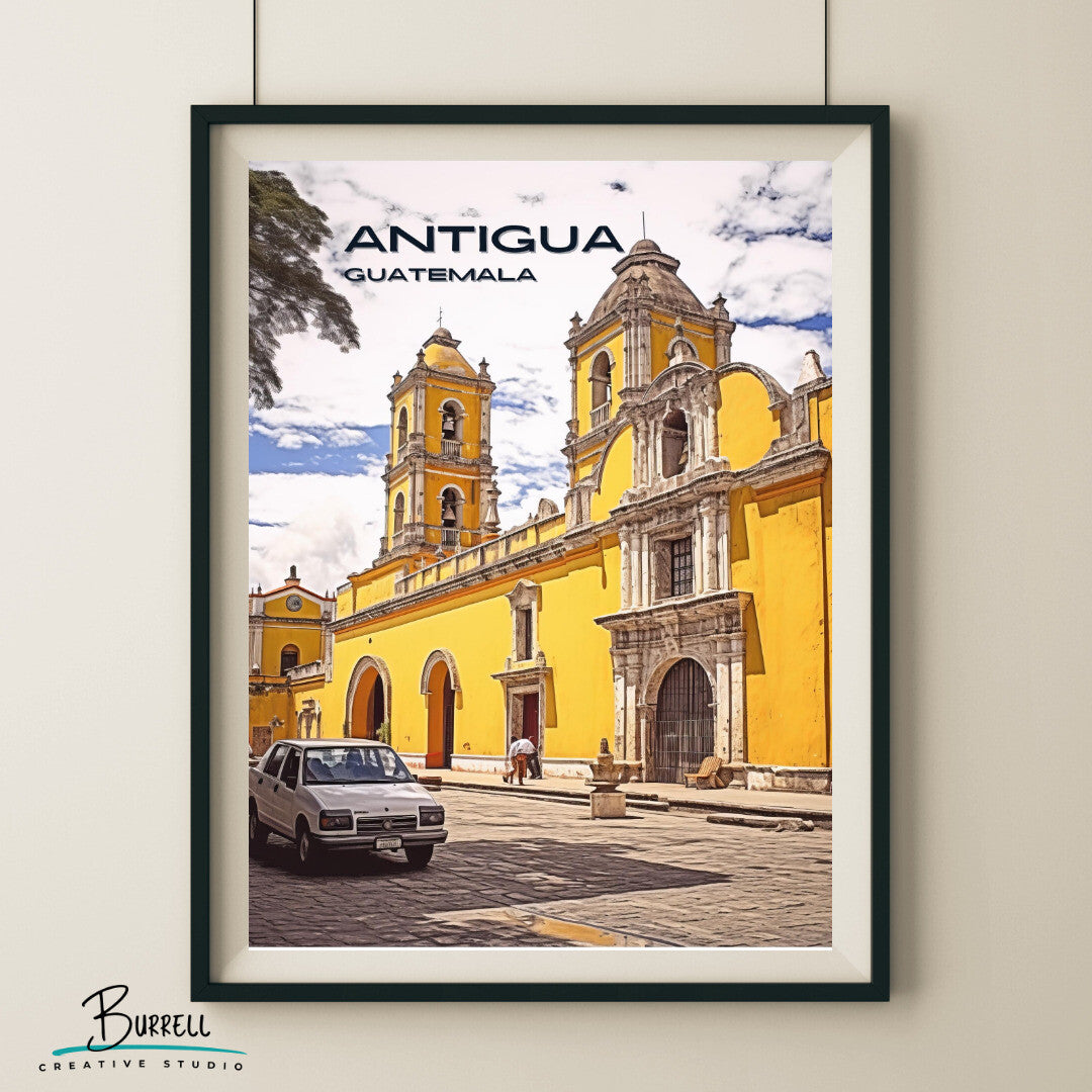 Antigua Guatemala Architecture Travel Poster & Wall Art Poster Print