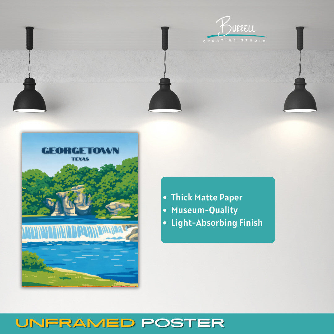 Georgetown Texas Blue Hole Park Travel Poster & Wall Art Poster Print