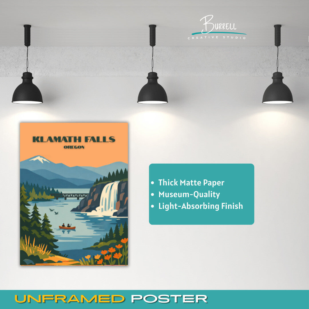 Klamath Falls Oregon Scenery Travel Poster & Wall Art Poster Print