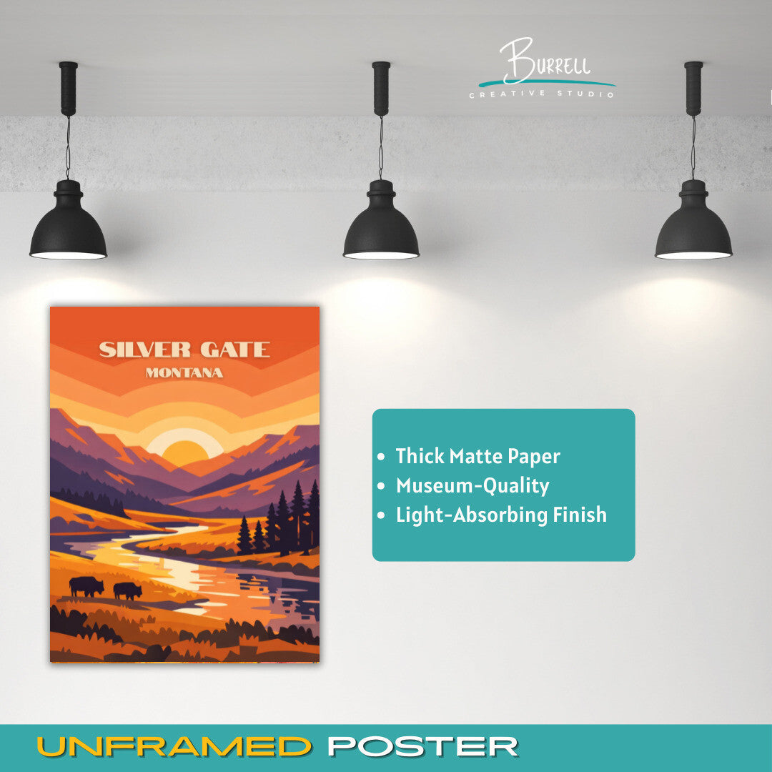 Silver Gate Montana Sunrise Travel Posters & Wall Art Poster Print