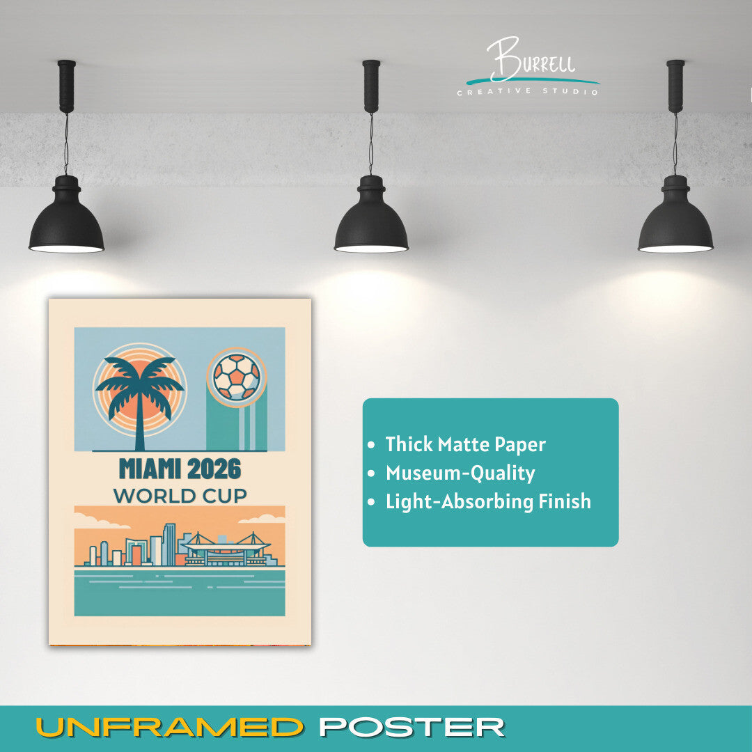 Miami United States 2026 World Cup Mimimalist Football Posters & Wall Art Poster Print
