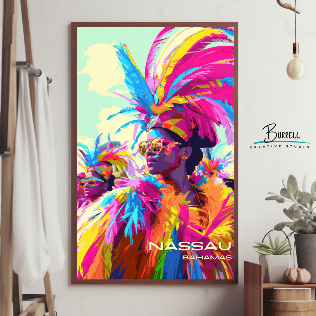 Nassau Bahamas Carnival Travel Poster & Wall Art Poster Print