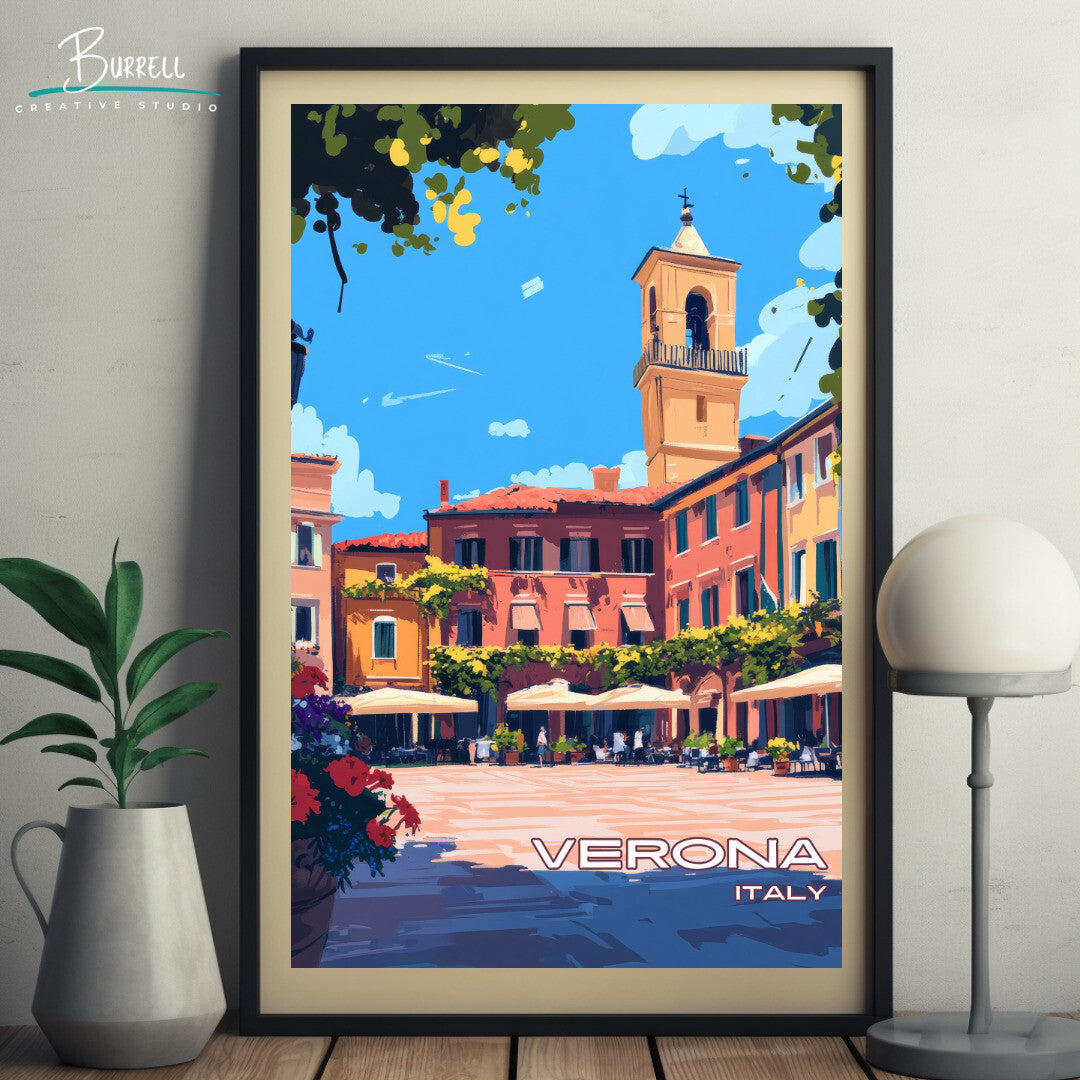 Verona Italy Architecture Travel Poster & Wall Art Poster Print