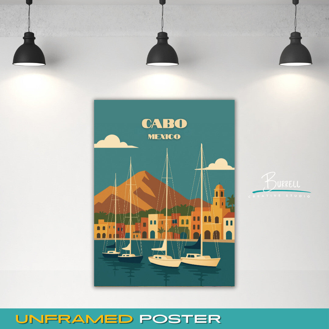 Cabo Mexico Marina Travel Poster & Wall Art Poster Print