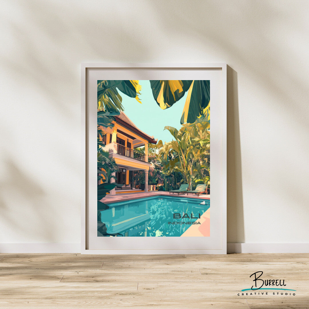 Denpasar Bali Luxury Hotel Travel Poster & Wall Art Poster Print