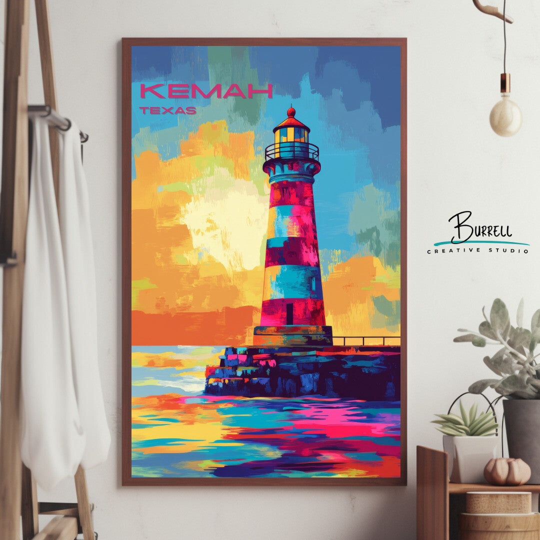 Kemah Texas Lighthouse Travel Poster & Wall Art Poster Print