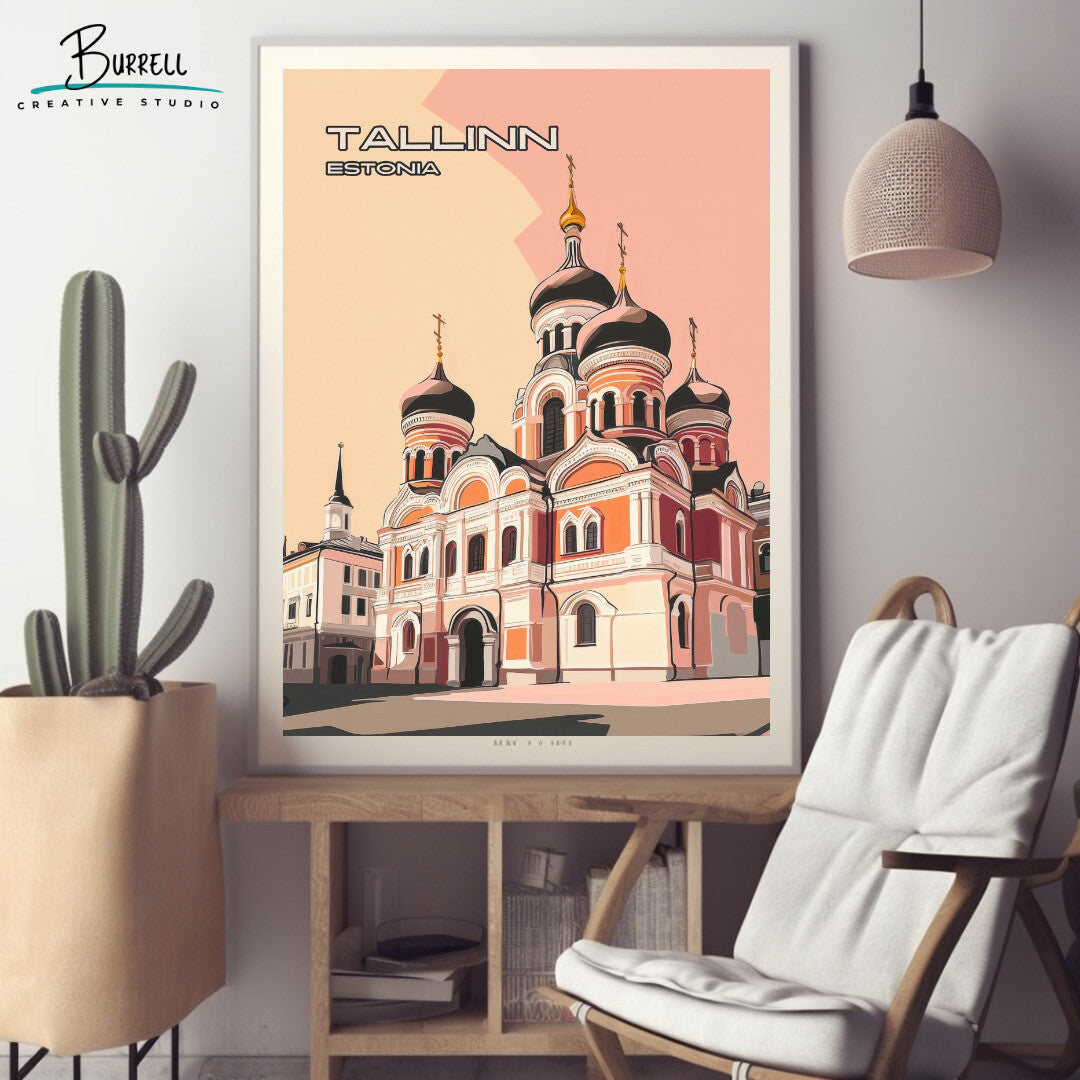 Tallinn Estonia Alexander Nevsky Cathedral Travel Poster & Wall Art Poster Print