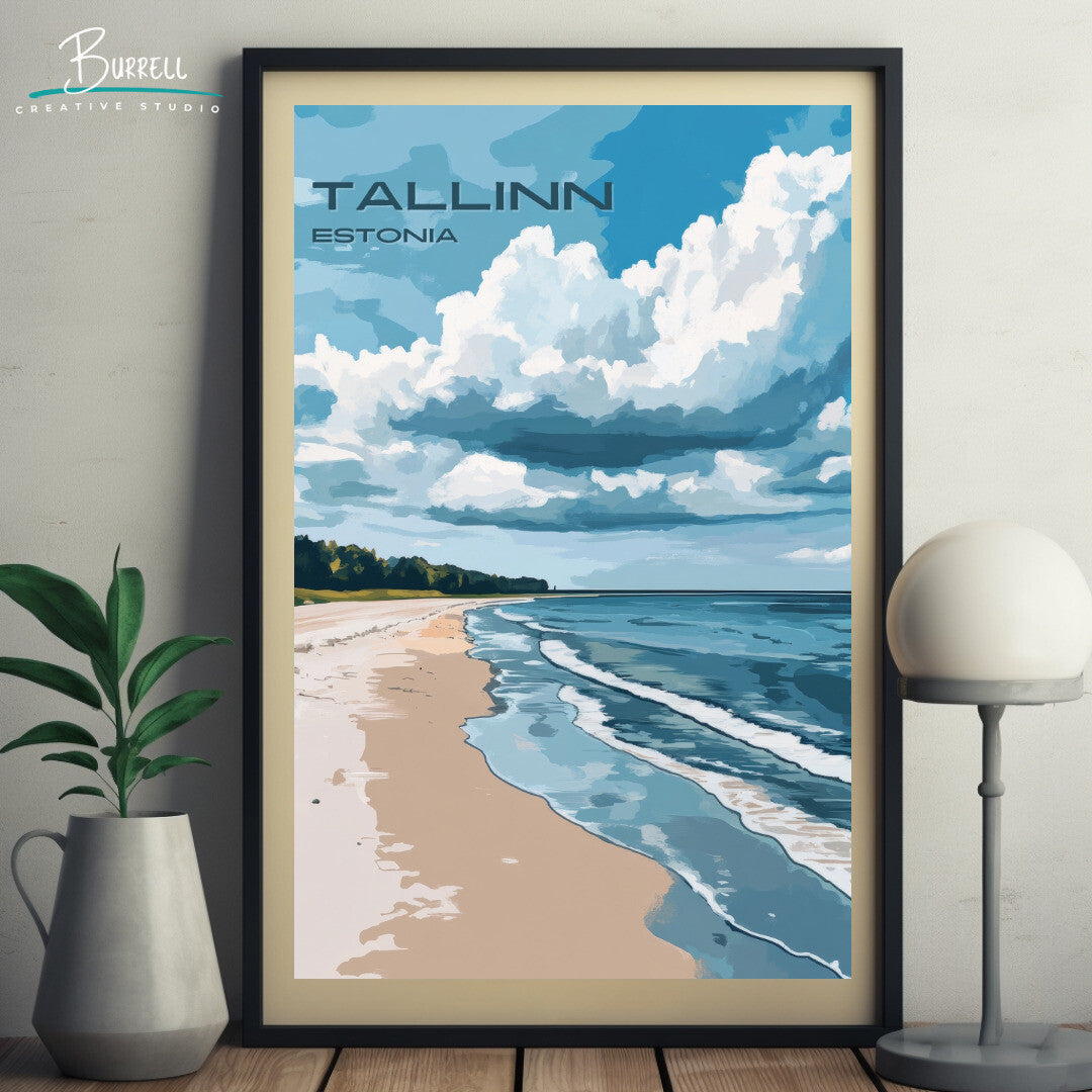 Tallinn Estonia Coastal View Travel Poster & Wall Art Poster Print