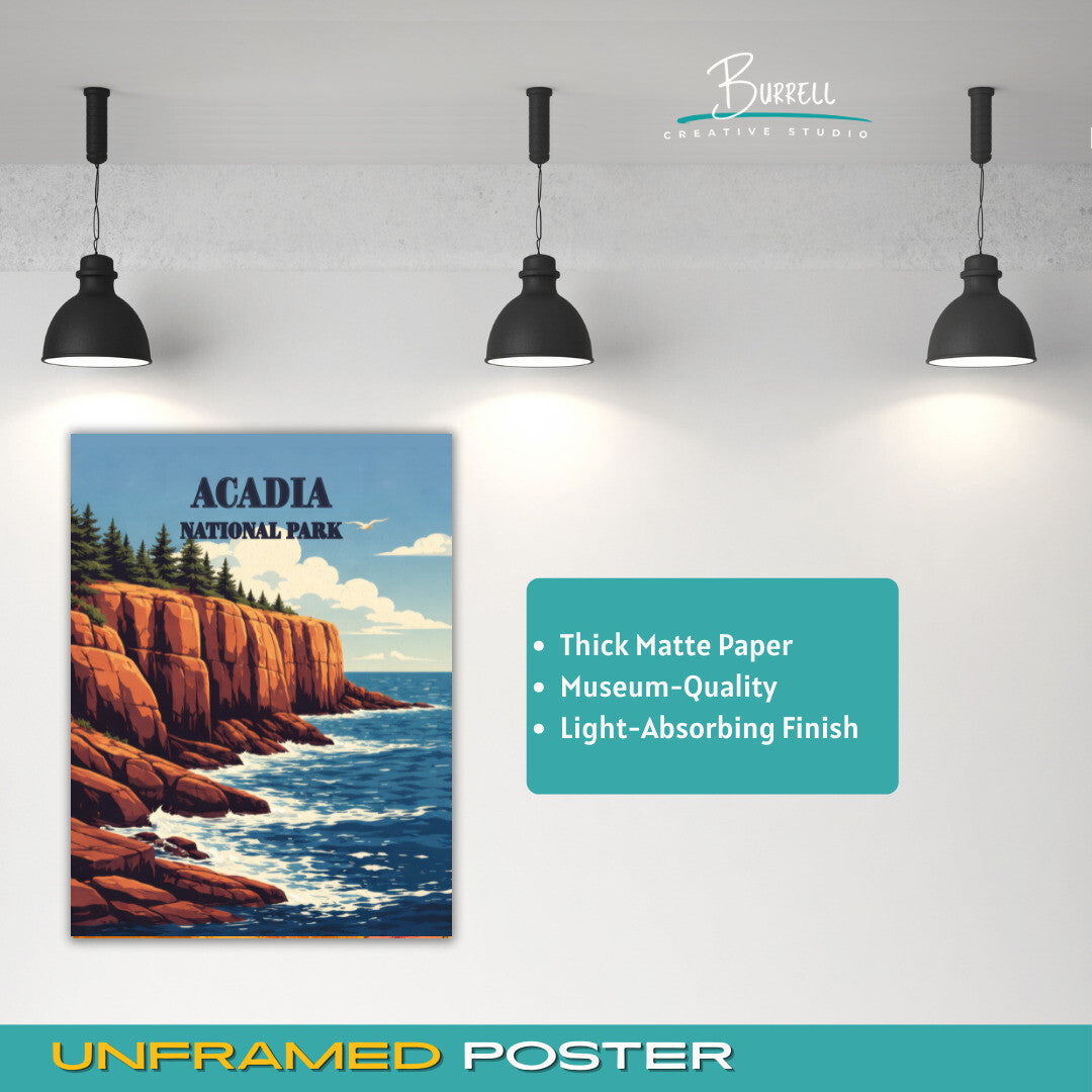 Acadia National Park Maine Otter Cliffs Travel Posters & Wall Art Poster Print