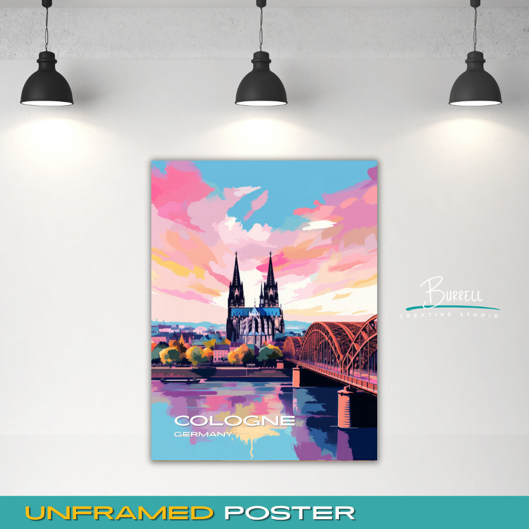 Cologne Germany Cathedral Travel Poster & Wall Art Poster Print