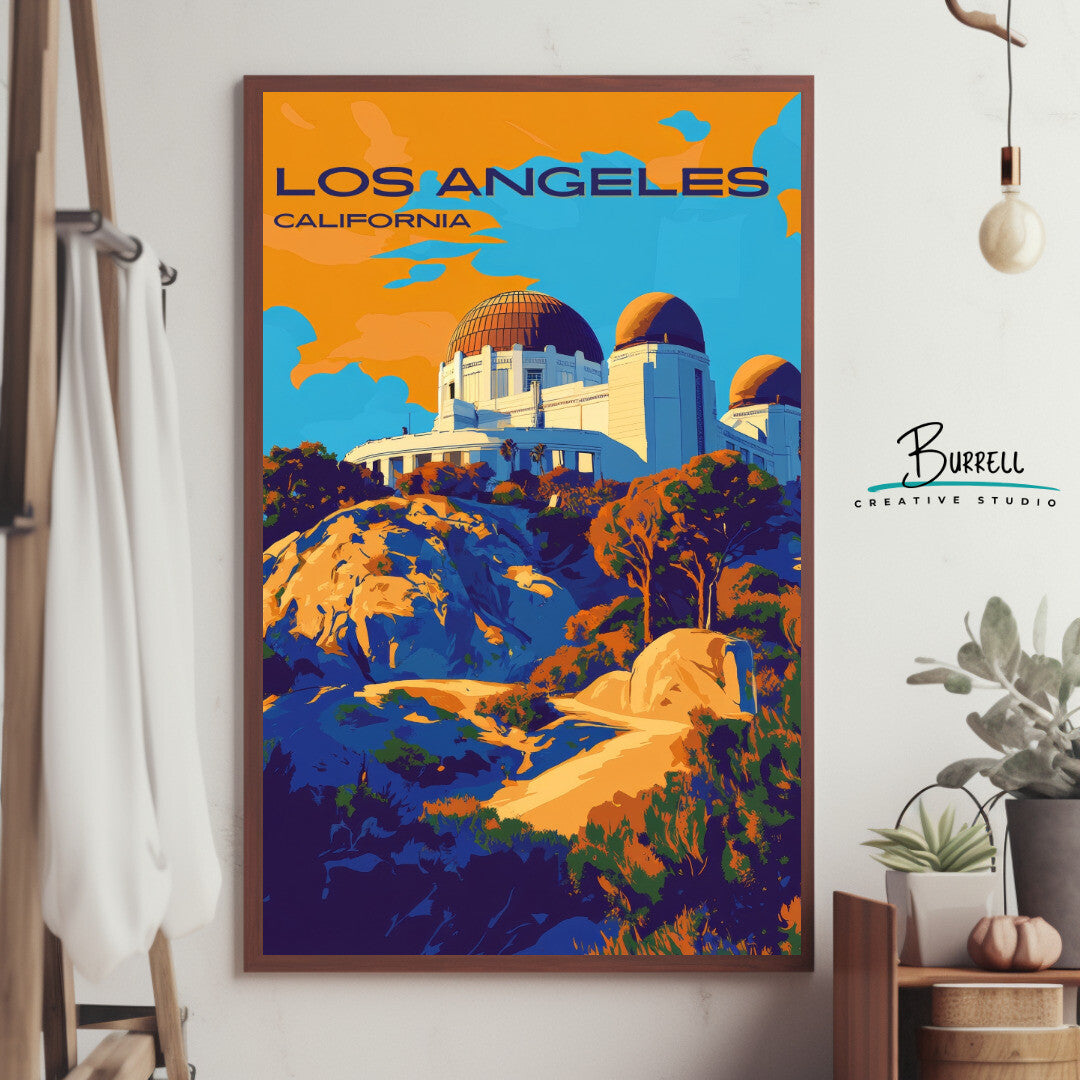 Los Angeles California Griffith Observatory Travel Poster & Wall Art Poster Print