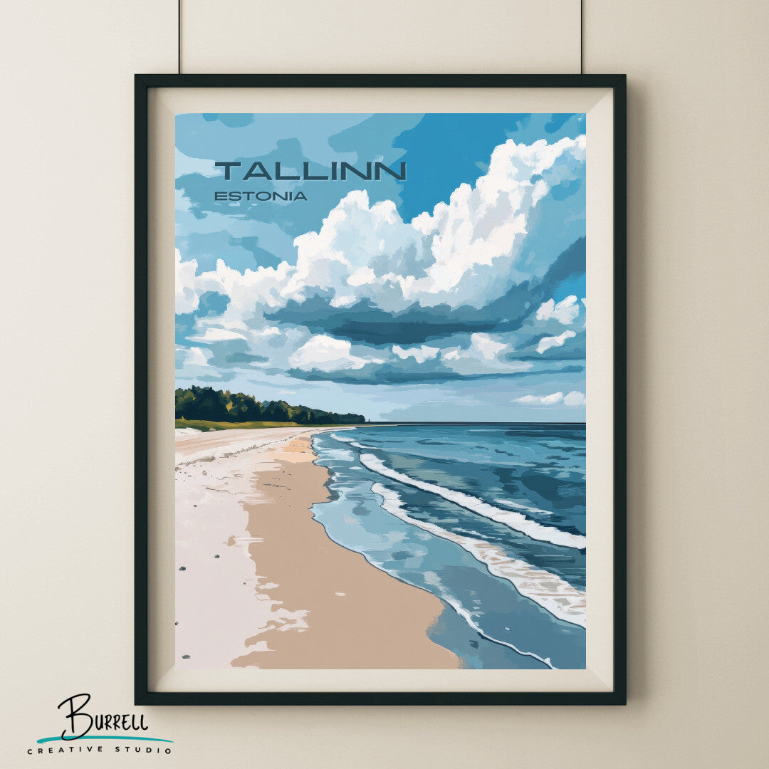 Tallinn Estonia Coastal View Travel Poster & Wall Art Poster Print