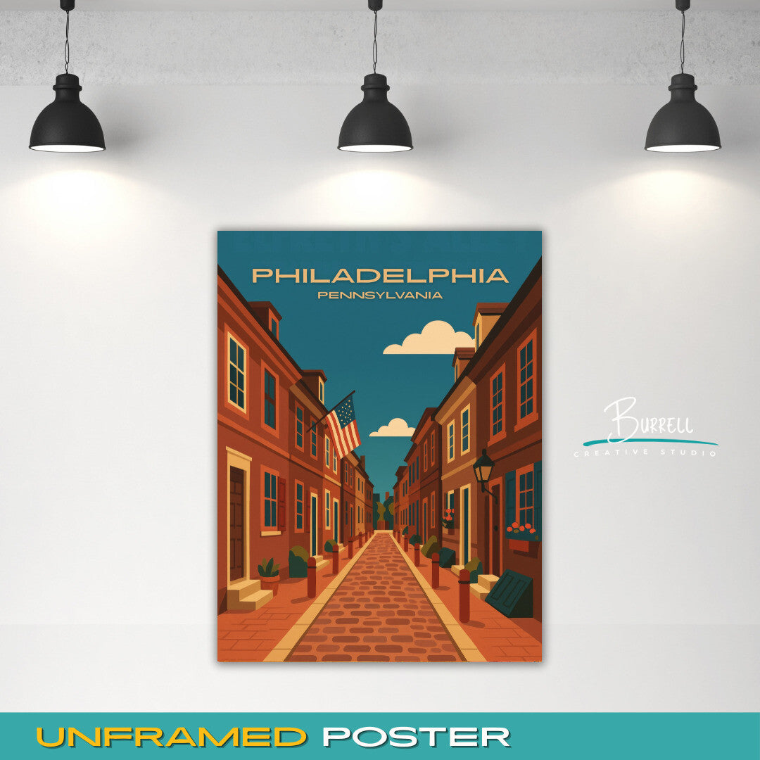 Philadelphia Pennsylvania Elfreths Alley Travel Poster & Wall Art Poster Print