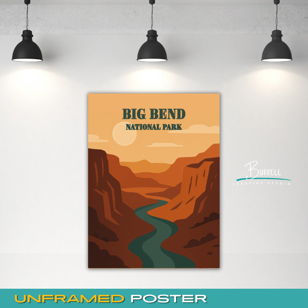 Big Bend National Park Texas Sunset Travel Posters & Wall Art Poster Print