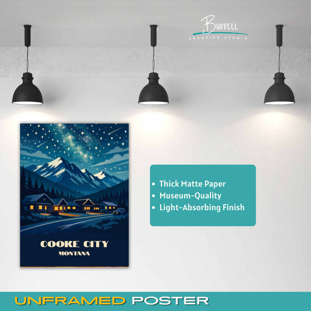 Cooke City Montana Night Sky Travel Posters & Wall Art Poster Print