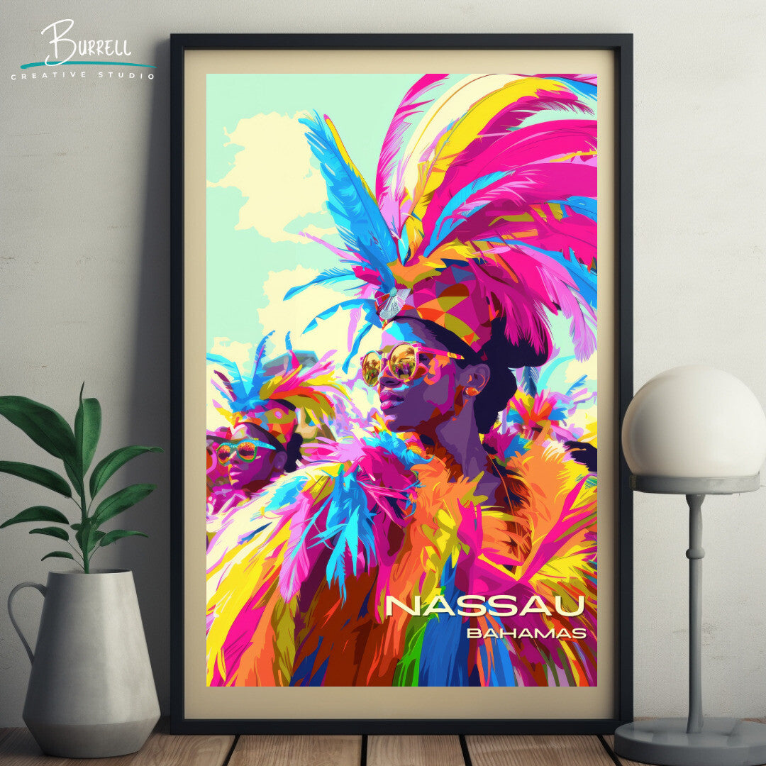 Nassau Bahamas Carnival Travel Poster & Wall Art Poster Print