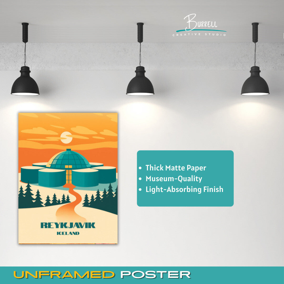 Reykjavik Iceland Perlan Museum Travel Poster & Wall Art Poster Print