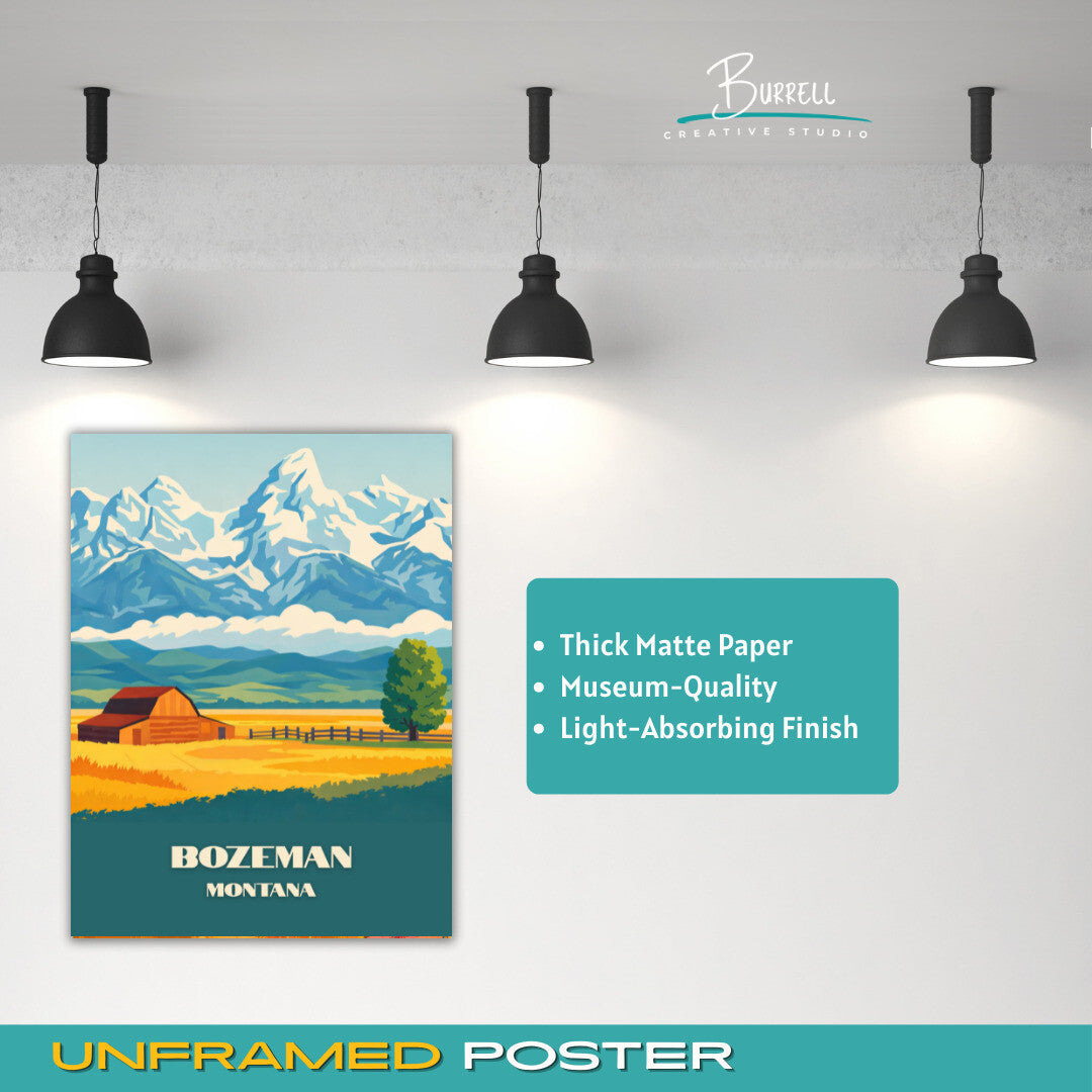 Bozeman Montana Scenic View Travel Posters & Wall Art Poster Print
