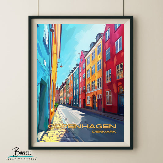 Copenhagen Denmark Architecture Travel Poster & Wall Art Poster Print