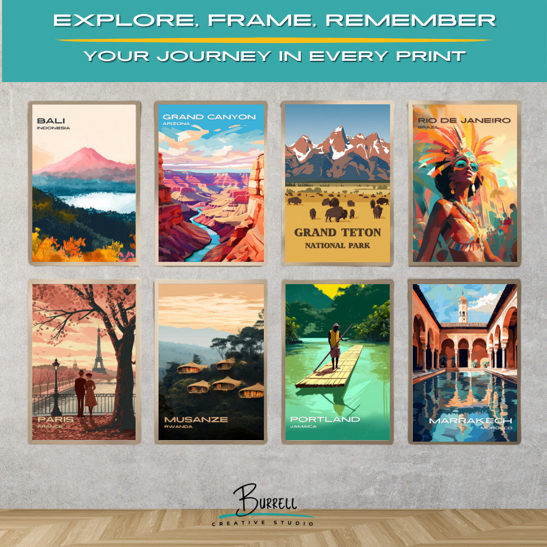 Grand Teton National Park Wyoming Bison Watching Travel Posters & Wall Art Poster Print