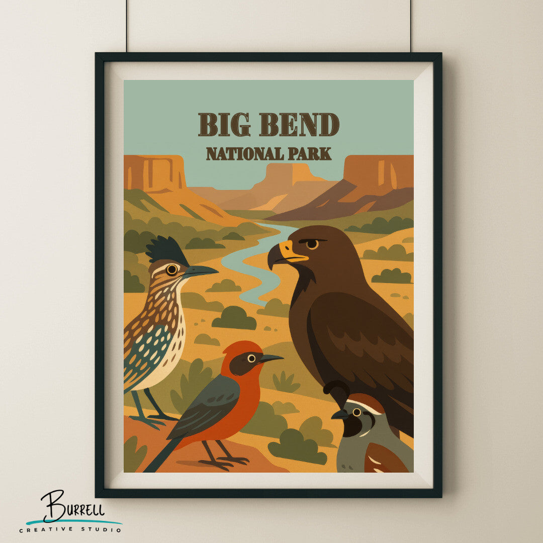 Big Bend National Park Texas Bird Watching Travel Posters & Wall Art Poster Print