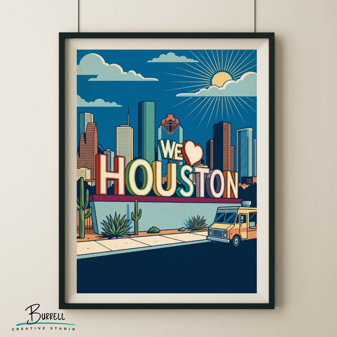 Houston Texas Mural Travel Posters & Wall Art Poster Print