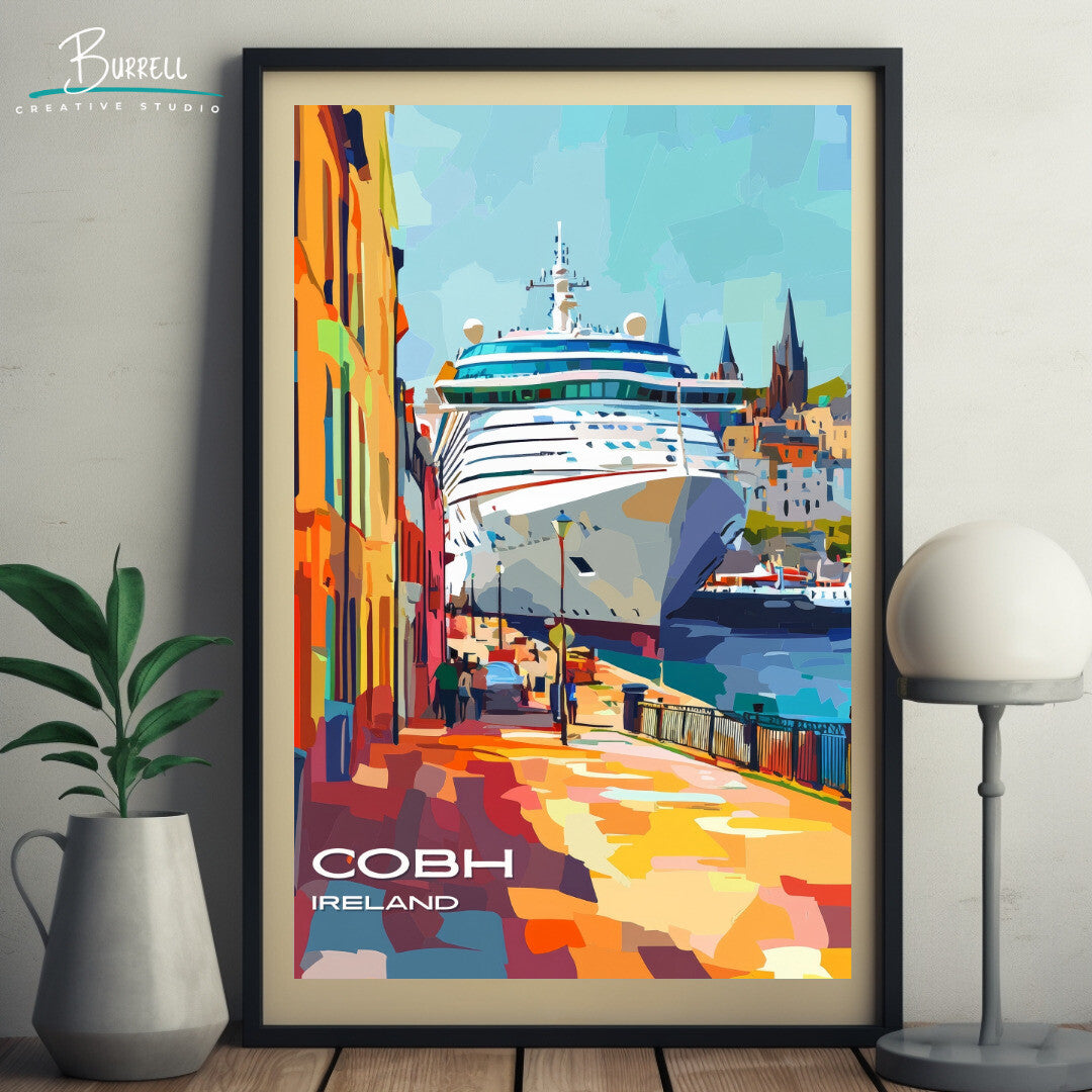 Cobh Ireland Harbor Cruise Travel Poster & Wall Art Poster Print