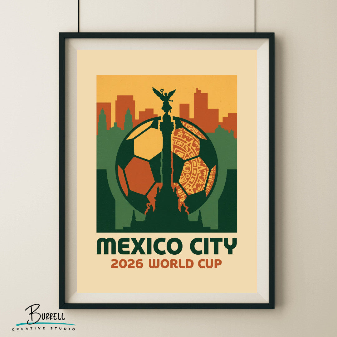 Mexico City Mexico 2026 World Cup Mimimalist Football Posters & Wall Art Poster Print