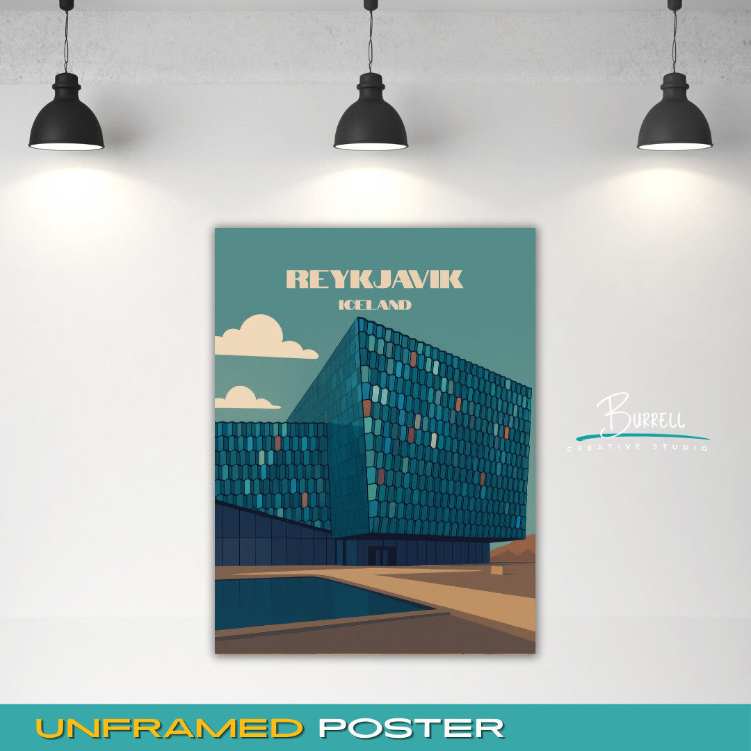 Reykjavik Iceland Harpa Concert Hall And Conference Centre Travel Poster & Wall Art Poster Print