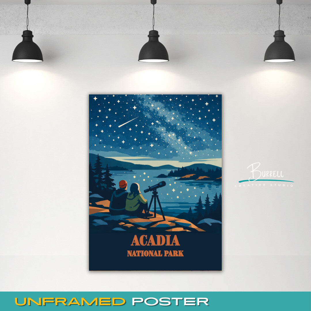 Acadia National Park Maine Star Gazing Travel Posters & Wall Art Poster Print