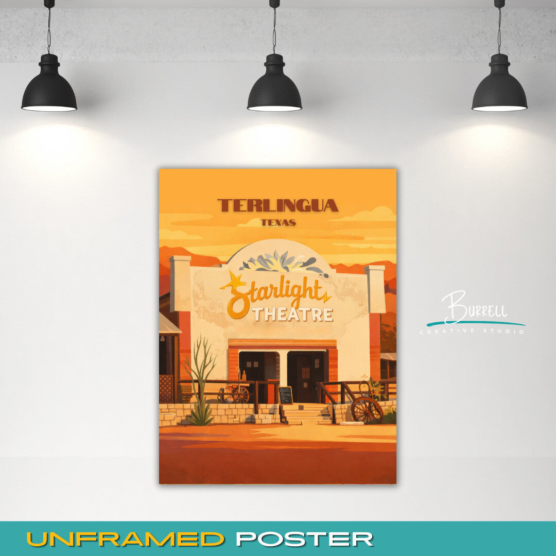 Terlingua Texas Starlight Theatre Restaurant Travel Poster & Wall Art Poster Print