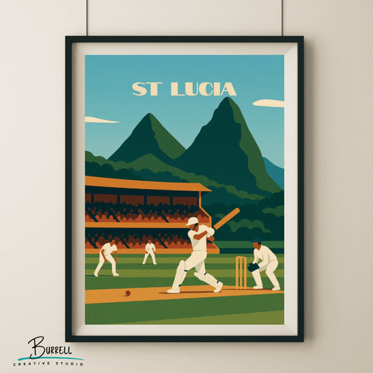Gros Islet St Lucia Daren Sammy Cricket Ground Travel Poster & Wall Art Poster Print