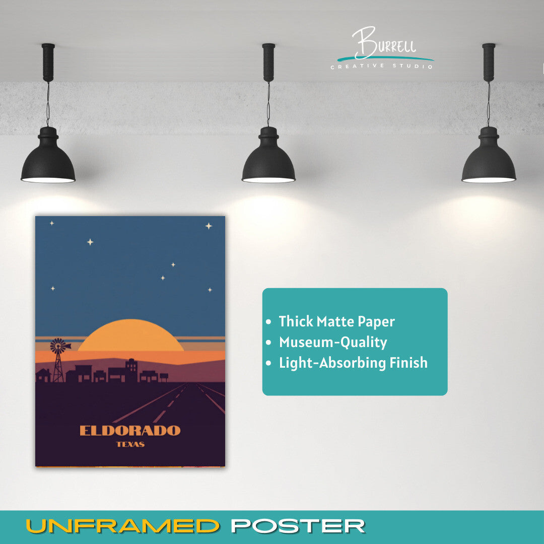 Eldorado Texas Night Charm Travel Posters & Wall Art Poster Print