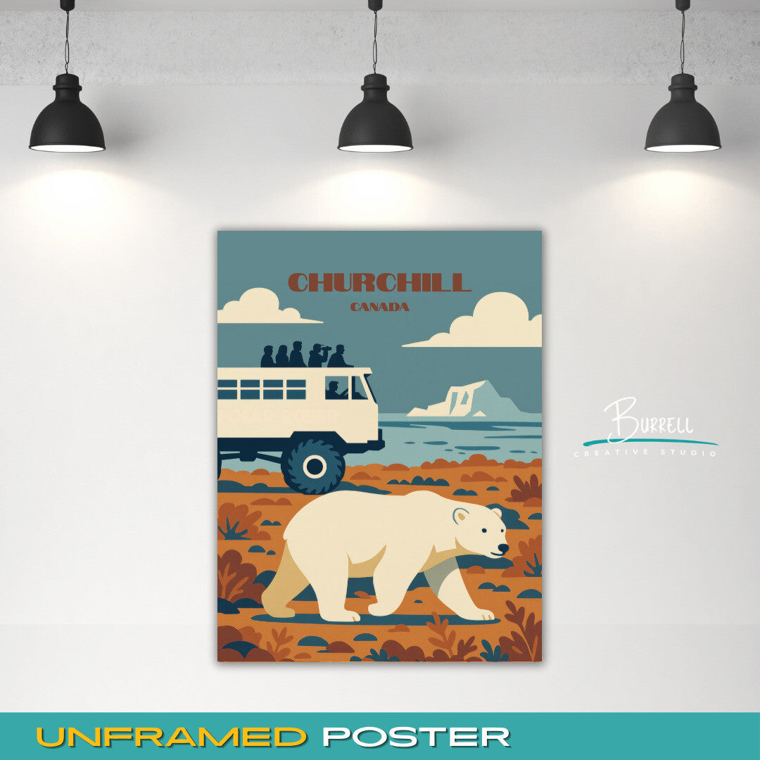 Churchill Canada Polar Bear Tour Travel Poster & Wall Art Poster Print