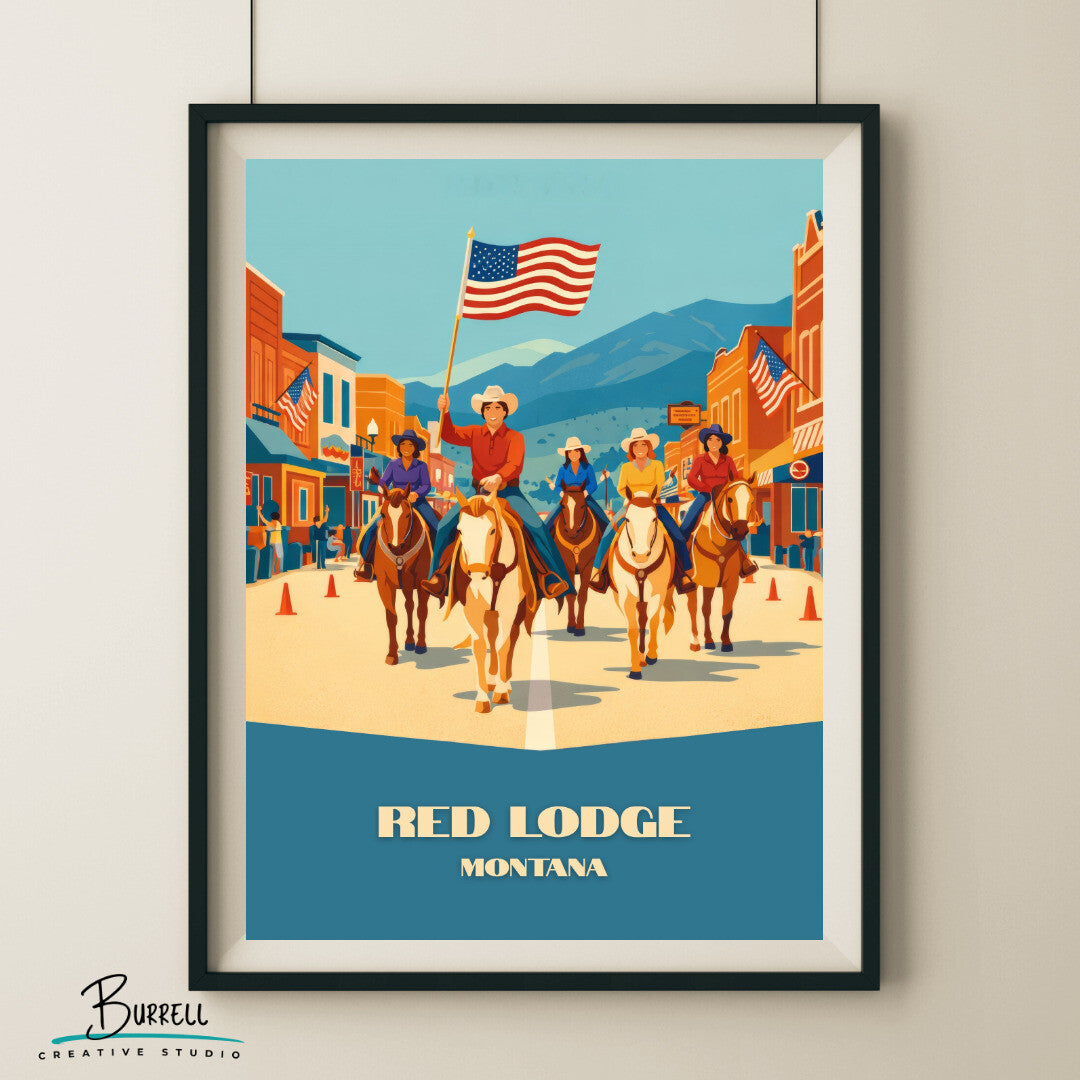 Red Lodge Montana Rodeo Parade Travel Posters & Wall Art Poster Print