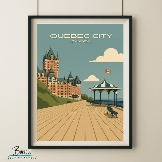 Quebec City Canada Terrasse Dufferin Travel Poster & Wall Art Poster Print