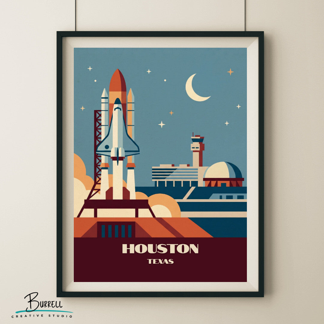 Houston Texas Space Center Travel Posters & Wall Art Poster Print