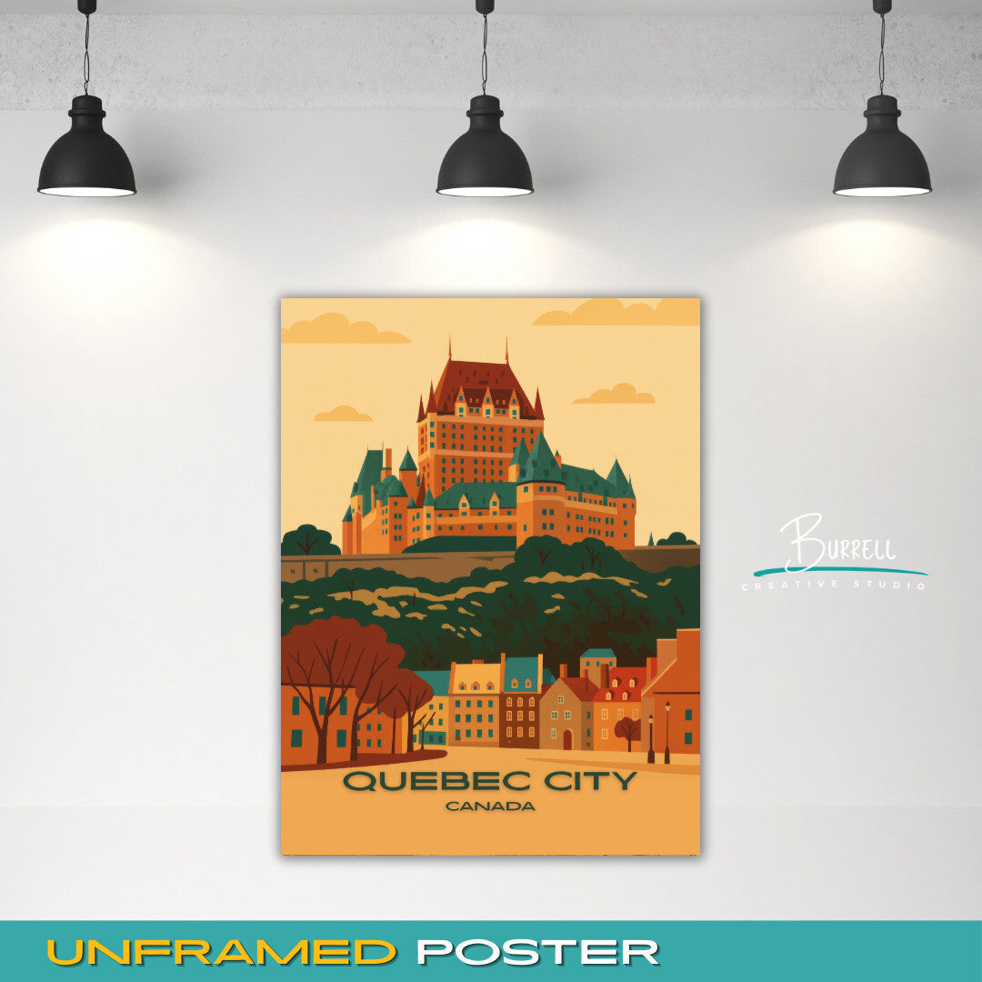 Quebec City Canada Chateau Frontenac Travel Poster & Wall Art Poster Print