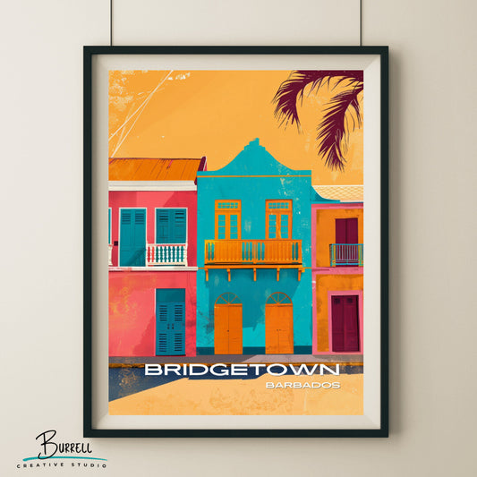 Bridgetown Barbados Architecture Travel Poster & Wall Art Poster Print