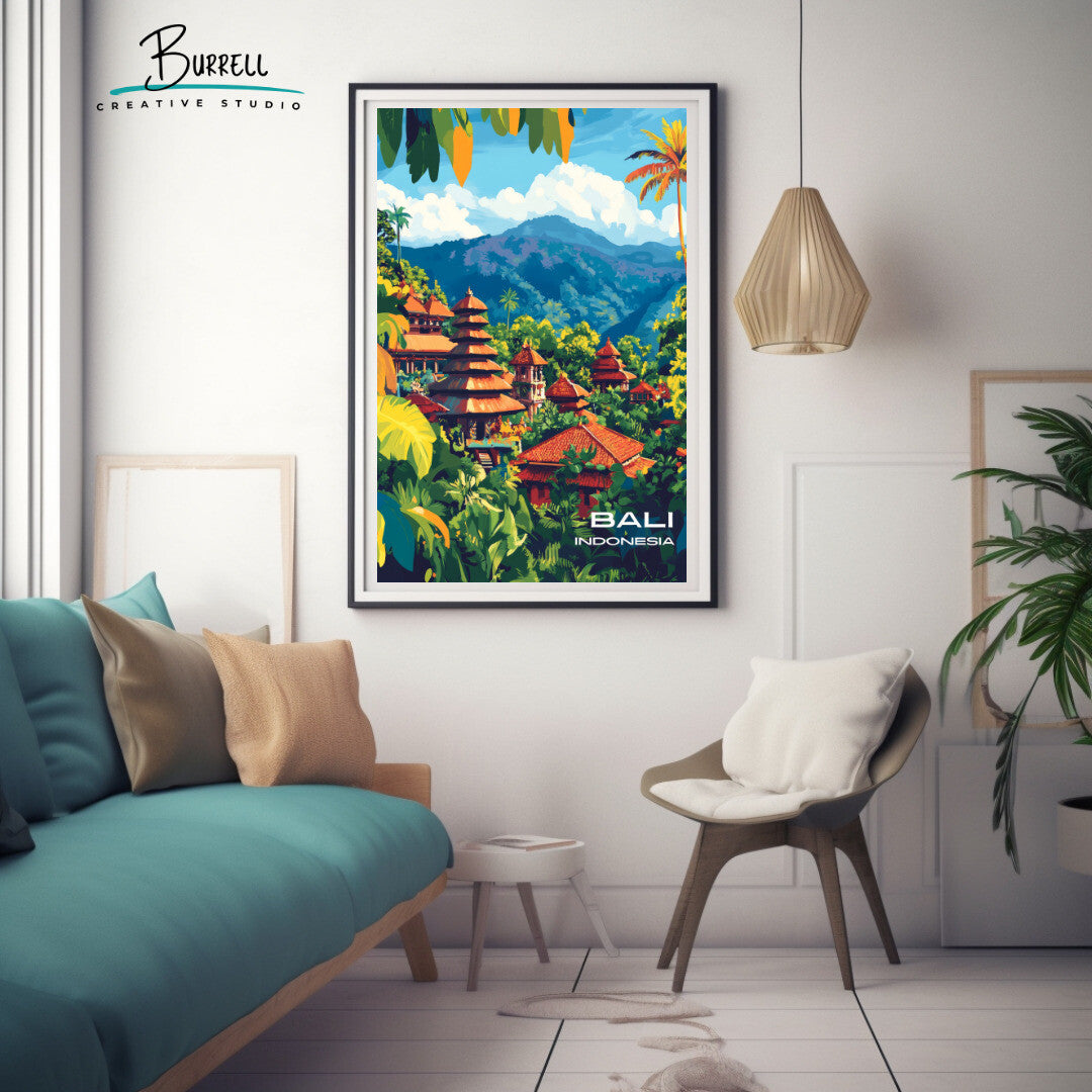 Kintamani Bali Kintamani Temple Travel Poster & Wall Art Poster Print