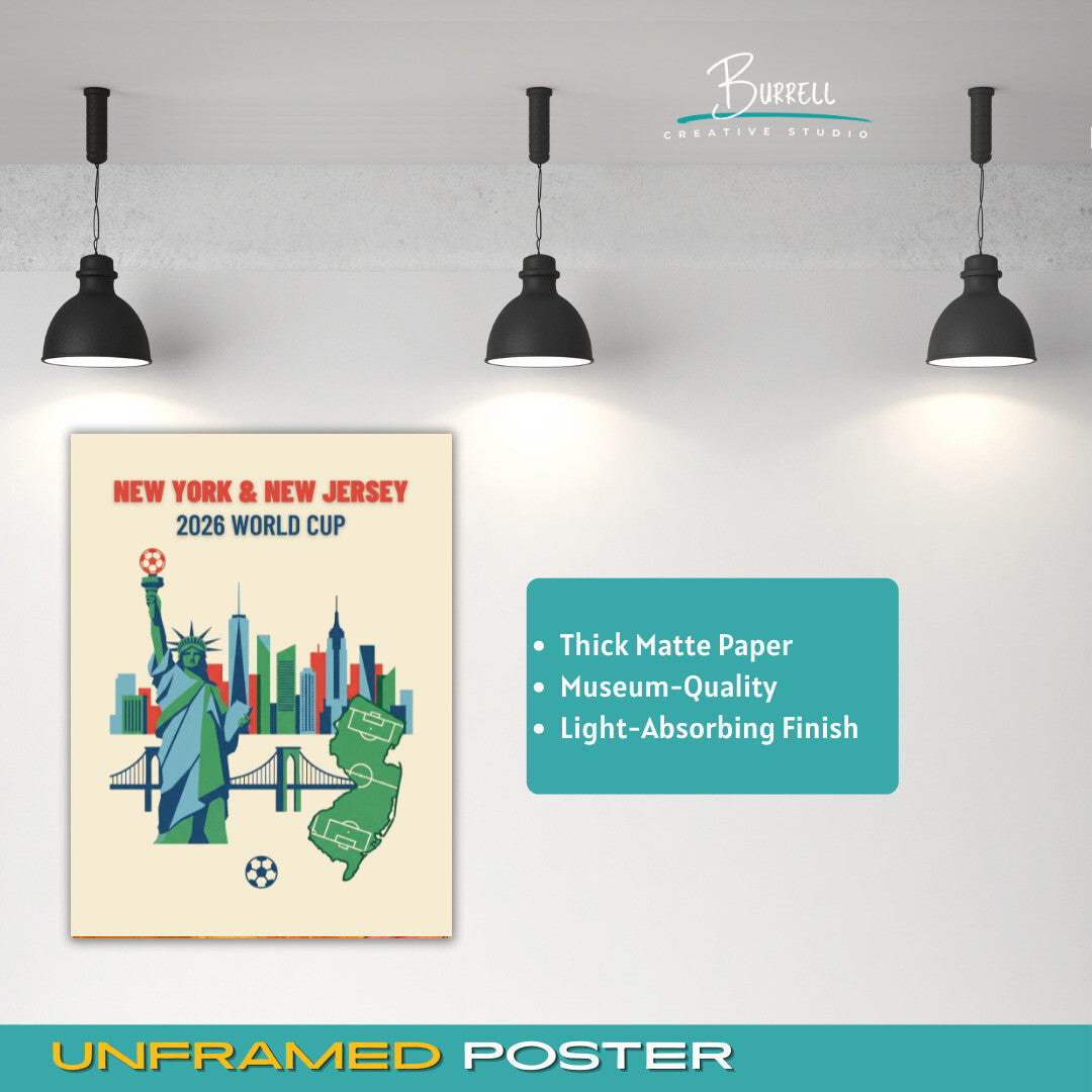 East Rutherford United States 2026 World Cup Minimalist Football Posters & Wall Art Poster Print