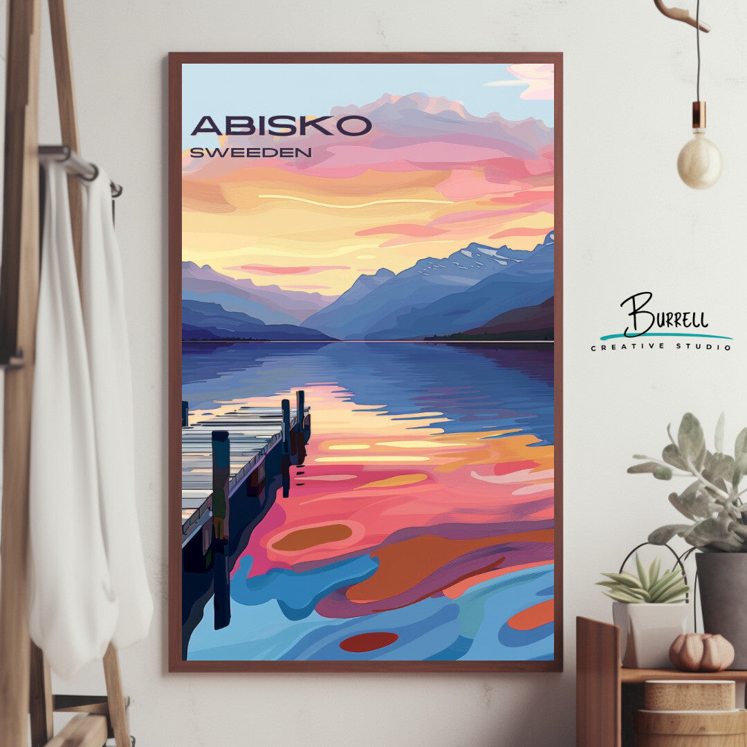 Abisko Sweden Lake Tornetrask Travel Poster & Wall Art Poster Print