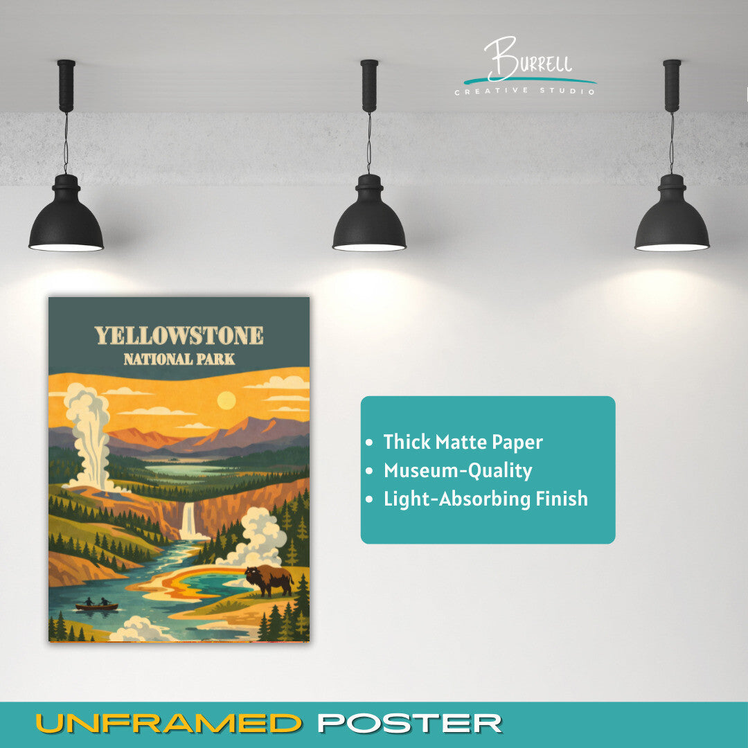 Yellowstone National Park Wyoming Unique Attractions Travel Posters & Wall Art Poster Print