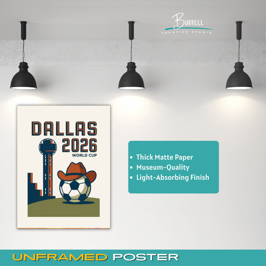 Dallas United States 2026 World Cup Mimimalist Football Posters & Wall Art Poster Print