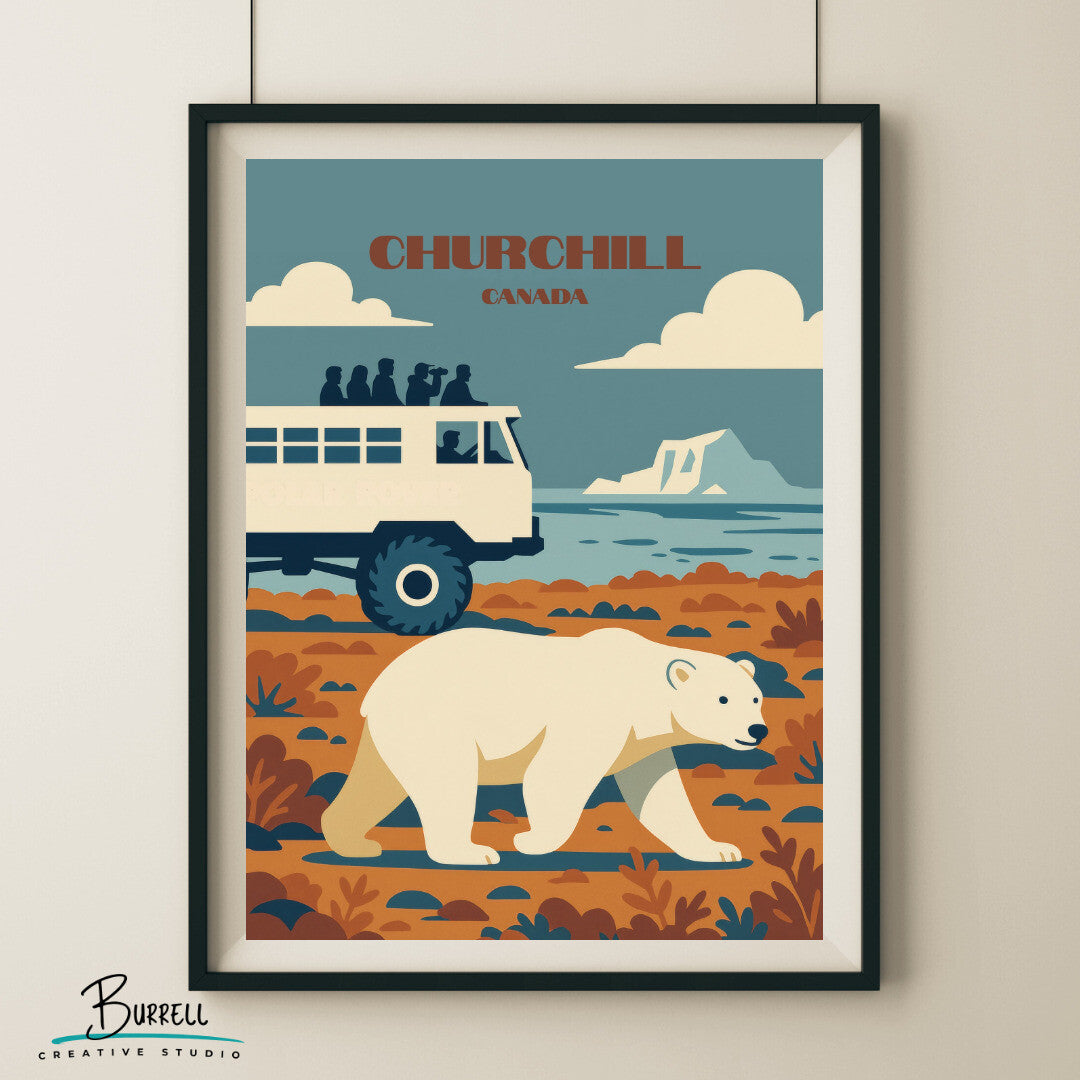 Churchill Canada Polar Bear Tour Travel Poster & Wall Art Poster Print