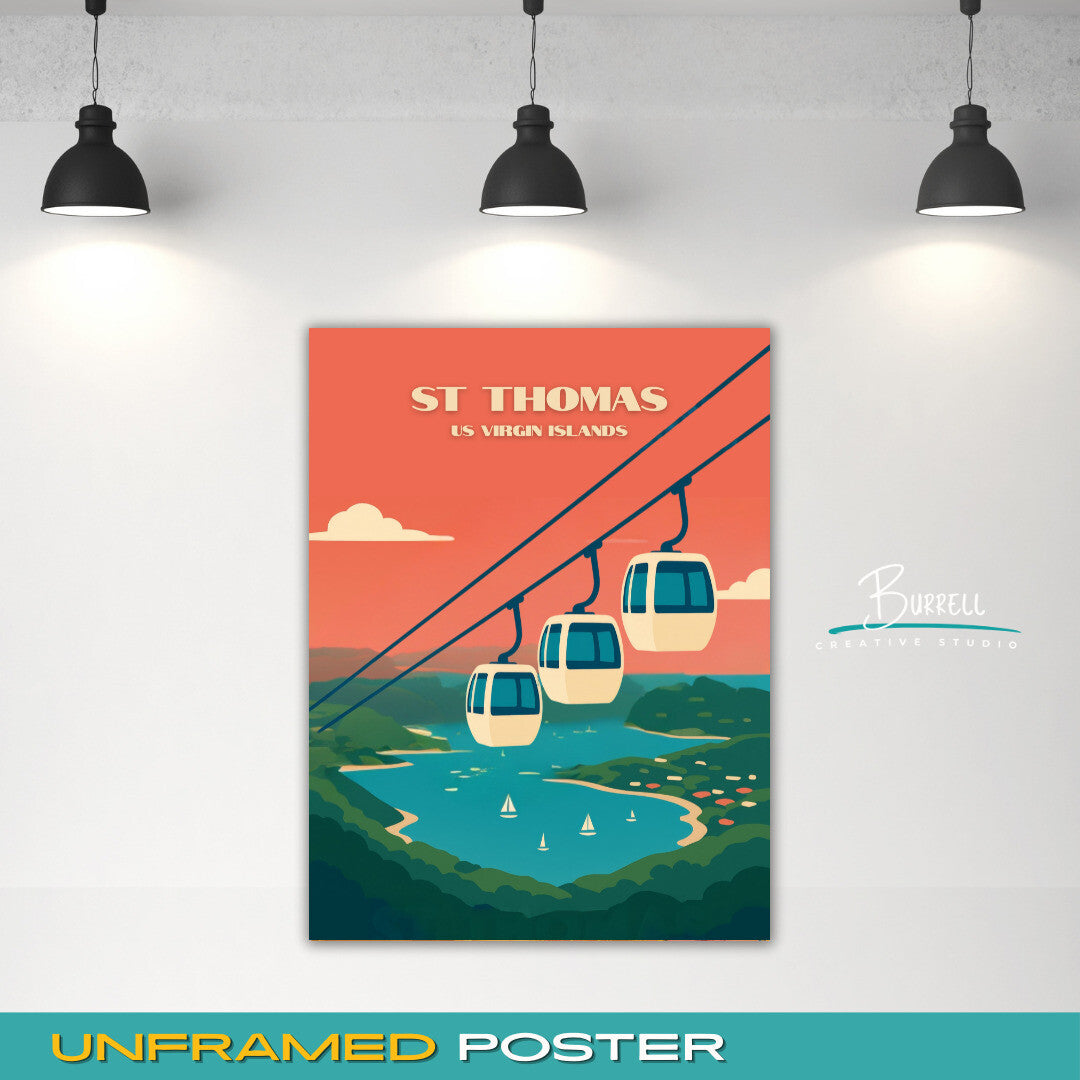 St Thomas US Virgin Islands Paradise Point Sunset Travel Poster & Wall Art Poster Print