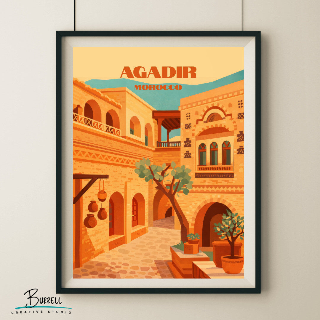 Agadir Morocco Traditional Architecture Travel Poster & Wall Art Poster Print